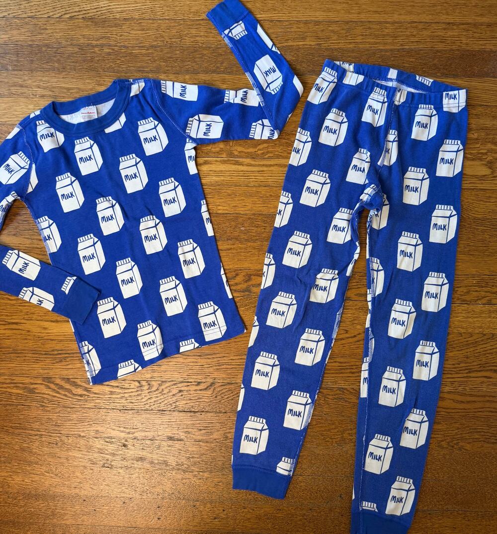 Hanna Andersson Milk Carton Long John Pajamas Size 8